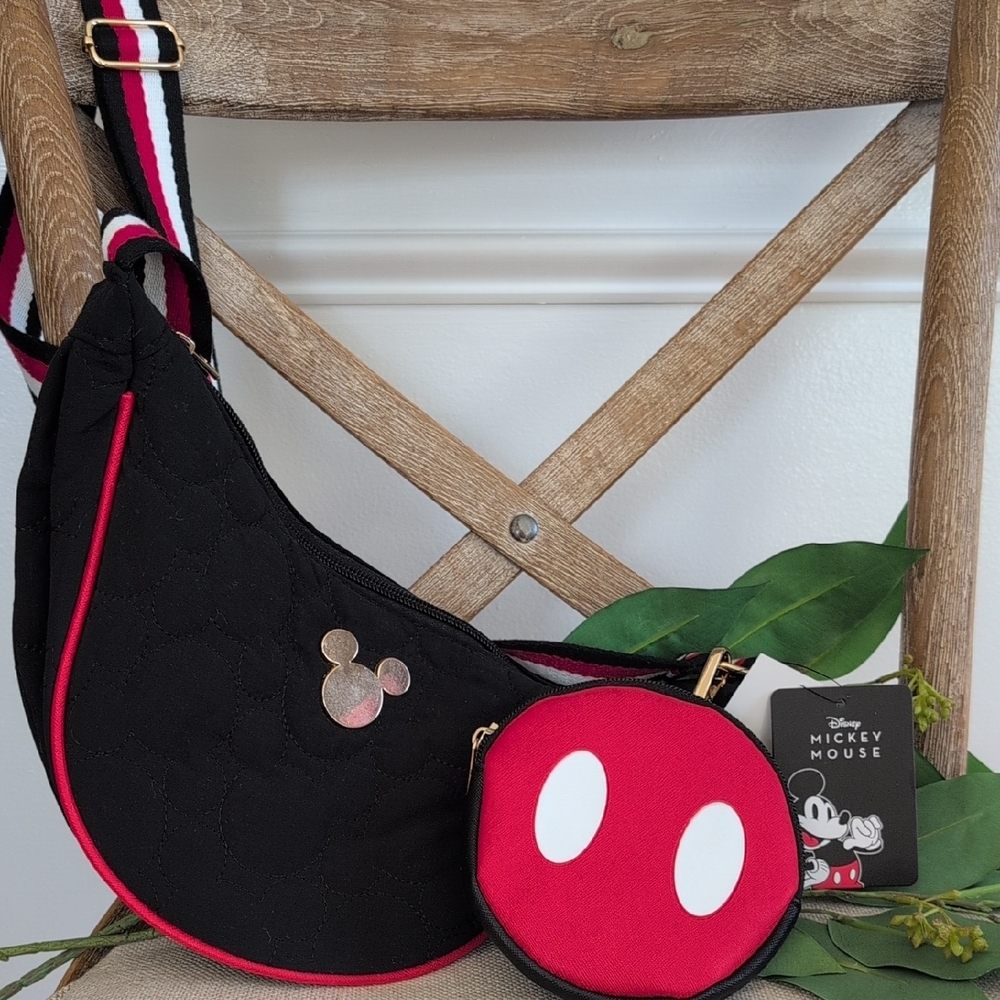 Disney Mickey Mouse Black and Red Crescent Bag Set